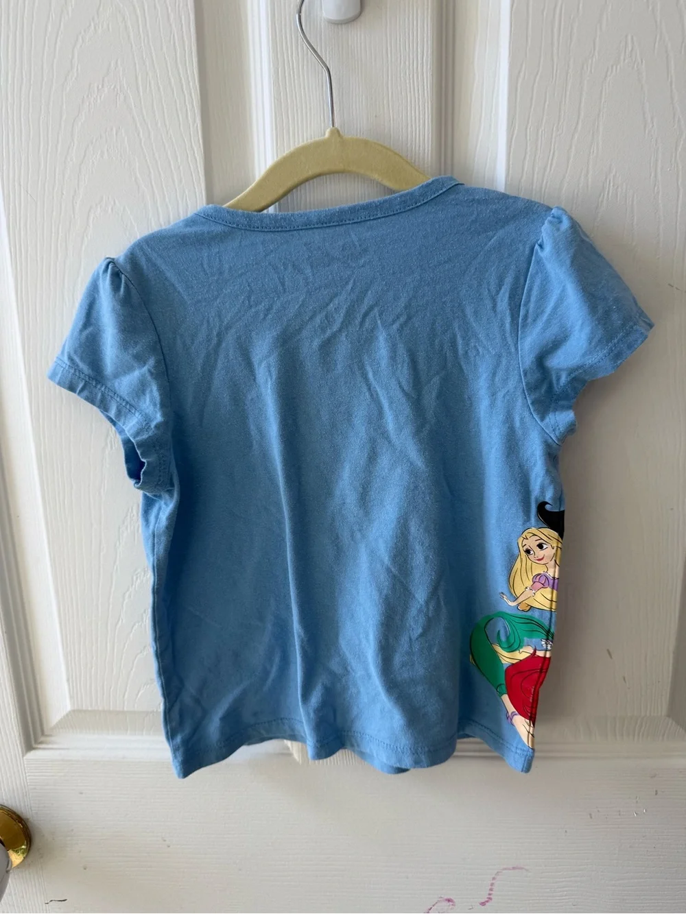 Disney Princess 4T Blue Graphic Tee Jasmine Belle Rapunzel Ariel